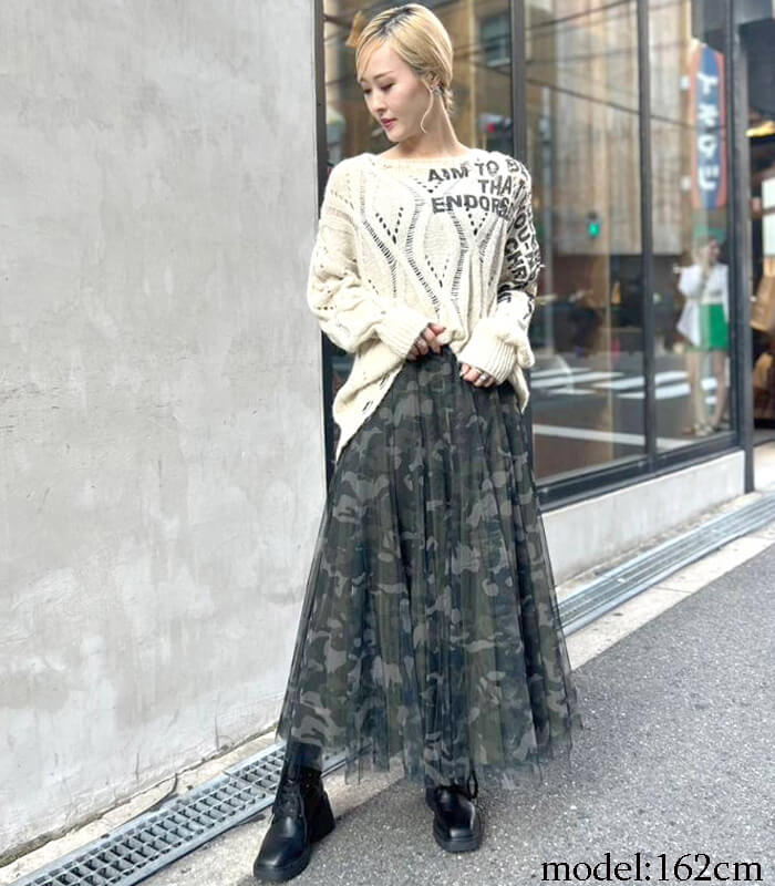 【トラノイ】 カモフラチュールスカートカーキ・迷彩 TRANOI】迷彩柄チュールスカート182R516 | WEAR,スカート | DESERT ROSE
