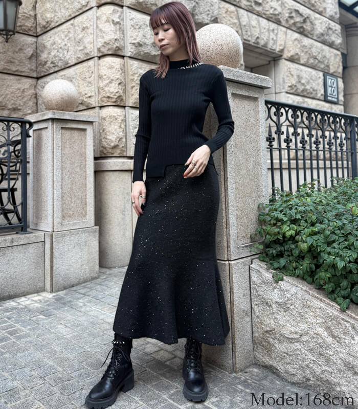 【SALE】【Desert Rose】アシメトリービジュートリムボトルネックニット▼☆BDKT-81