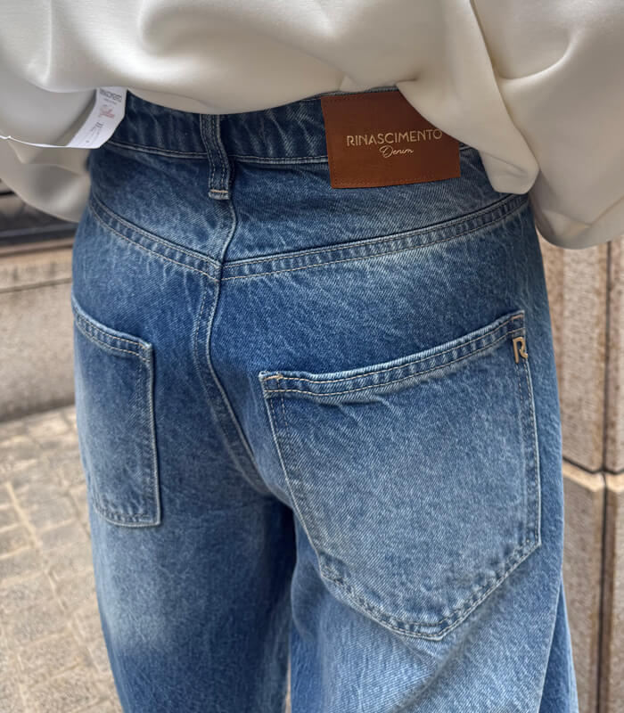 【RINASCIMENTO】バレルレッグワイドデニム★ITRIN127433