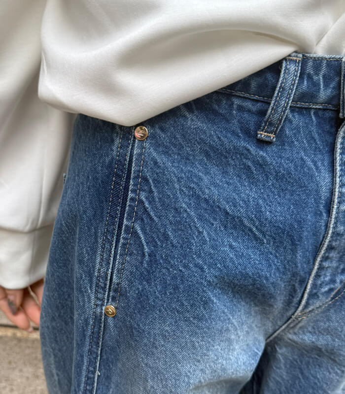 【RINASCIMENTO】バレルレッグワイドデニム★ITRIN127433