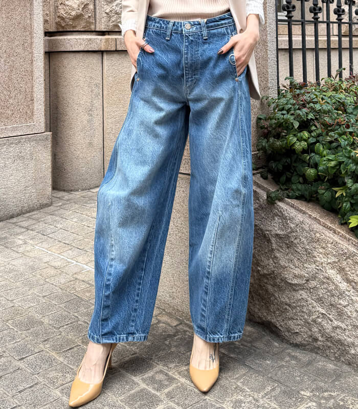 【RINASCIMENTO】バレルレッグワイドデニム★ITRIN127433