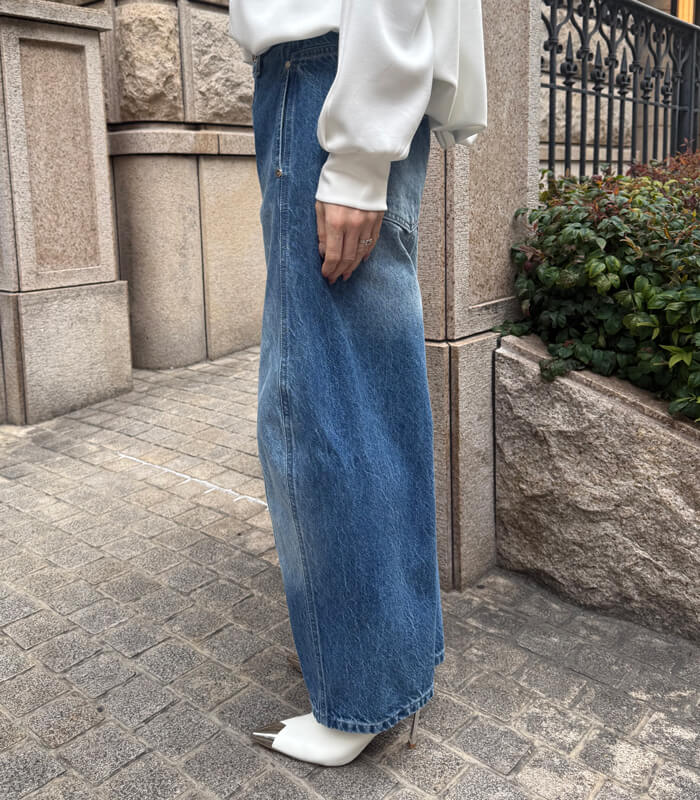 【RINASCIMENTO】バレルレッグワイドデニム★ITRIN127433