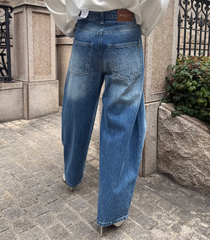 【RINASCIMENTO】バレルレッグワイドデニム★ITRIN127433