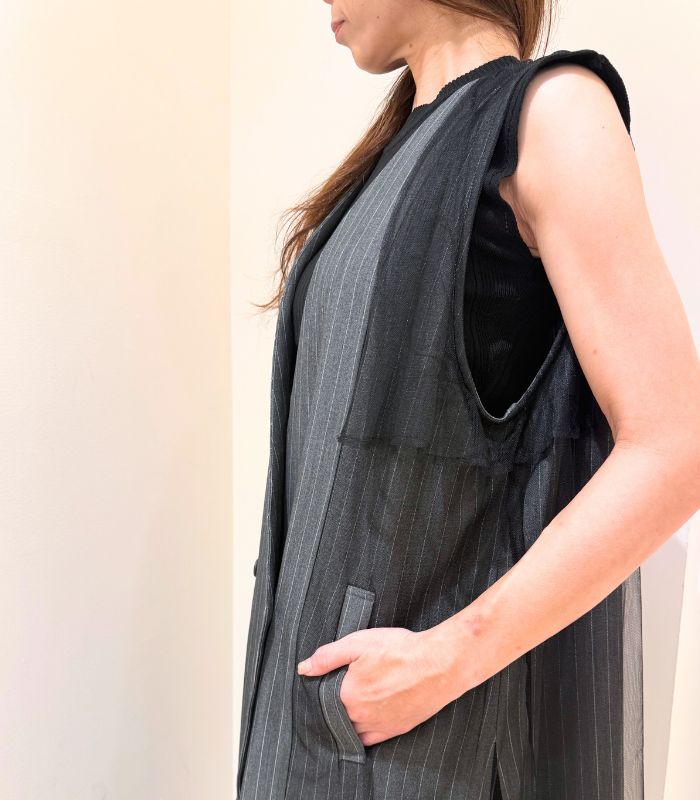 【GALENA】チュールレイヤードロングジレ★☆70052-3100