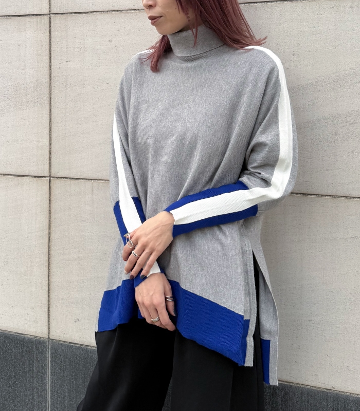 【TOLNERA】ブロック切替ドルマンタートルネックニット★T56066