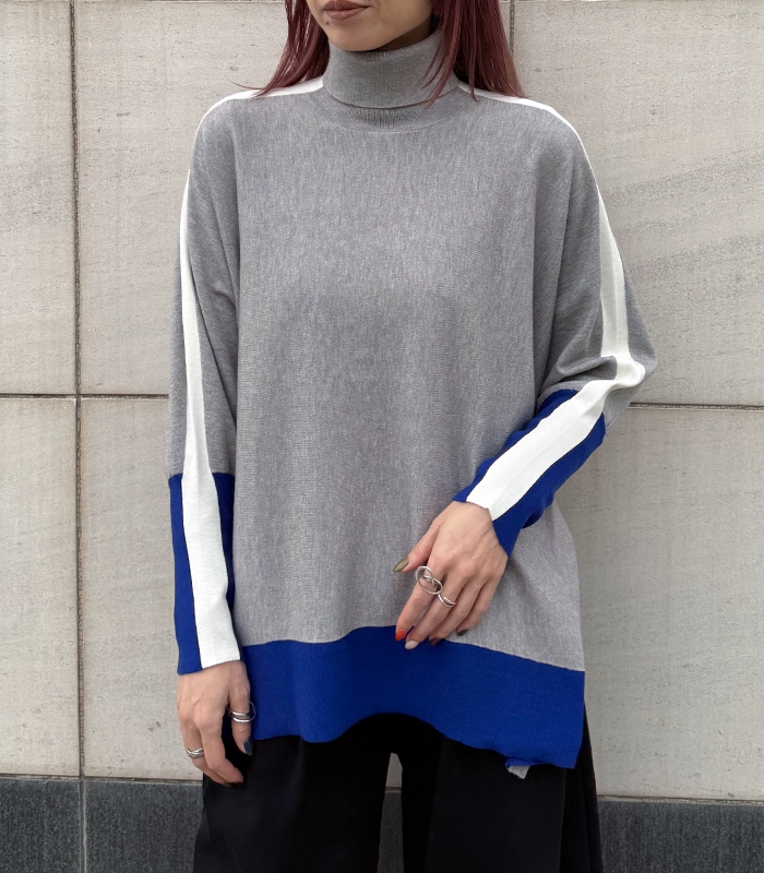 【TOLNERA】ブロック切替ドルマンタートルネックニット★T56066