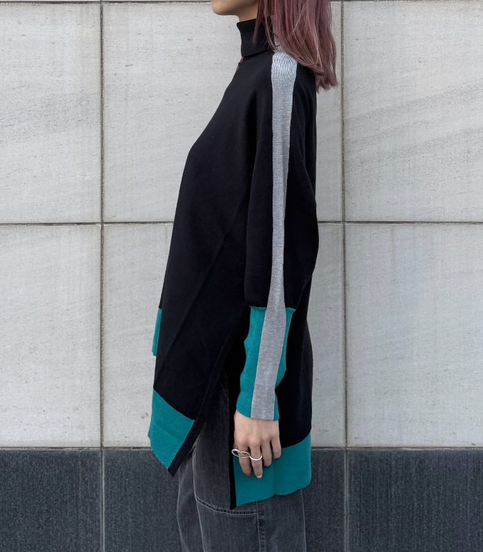 【TOLNERA】ブロック切替ドルマンタートルネックニット★T56066