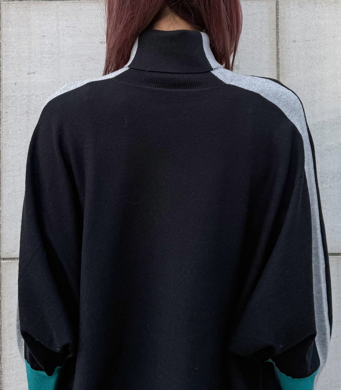 【TOLNERA】ブロック切替ドルマンタートルネックニット★T56066