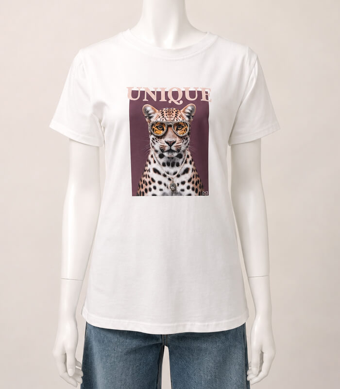 【RINASCIMENTO】ビジューサングラスレオパードTシャツ★ITRIN130097