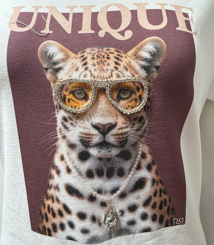 【RINASCIMENTO】ビジューサングラスレオパードTシャツ★ITRIN130097