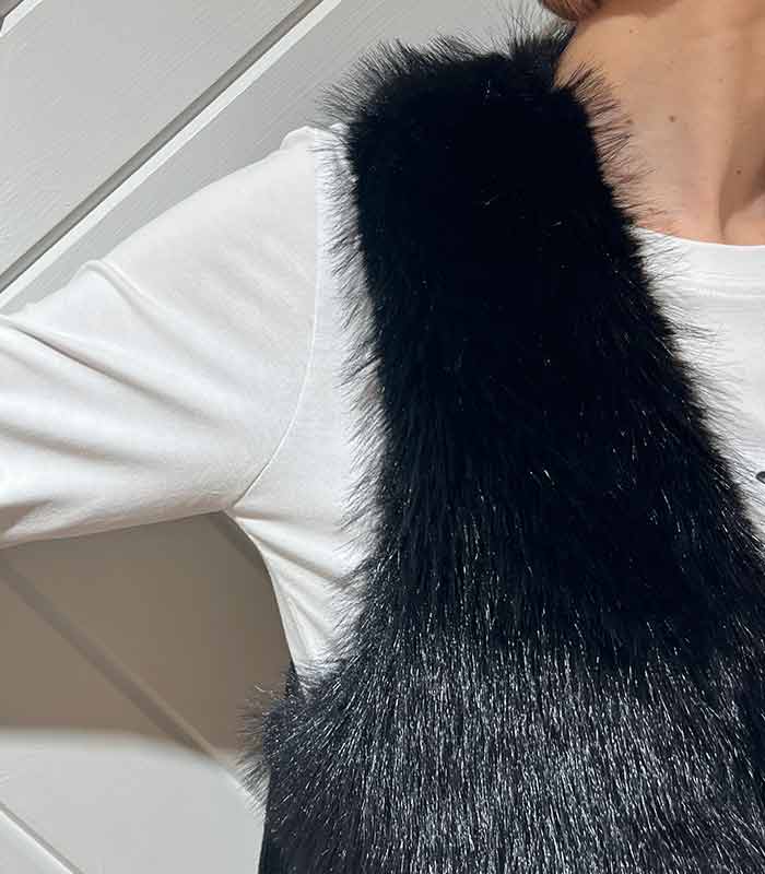 GALENA】パール釦ショートファーベスト70052-5101 | WEAR,アウター