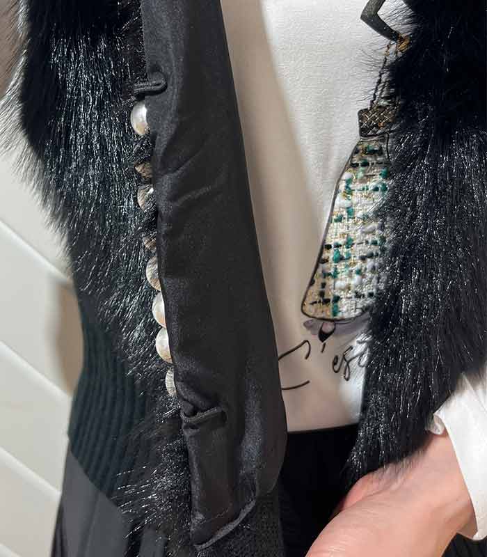 GALENA】パール釦ショートファーベスト70052-5101 | WEAR,アウター