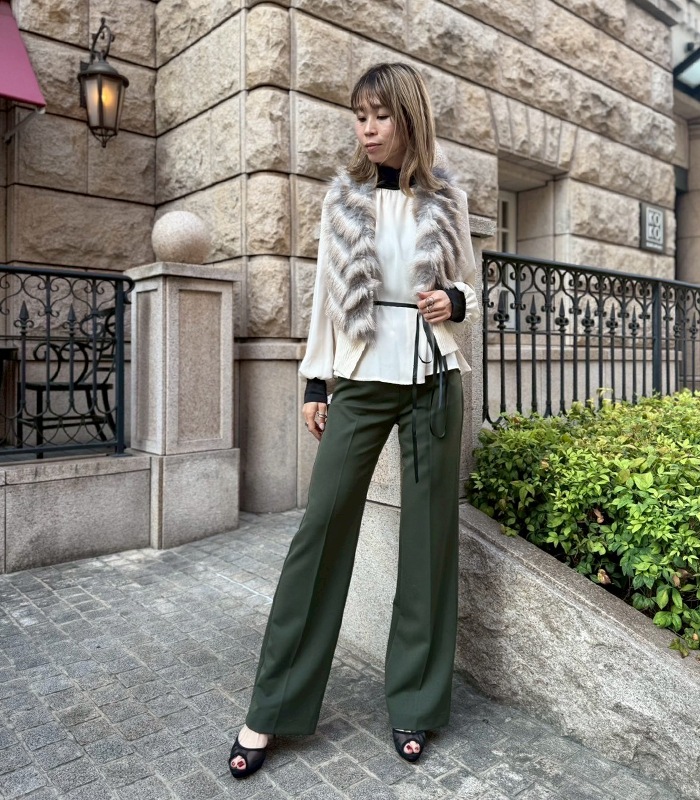 【GALENA】パール釦ショートファーベスト★☆70052-5101