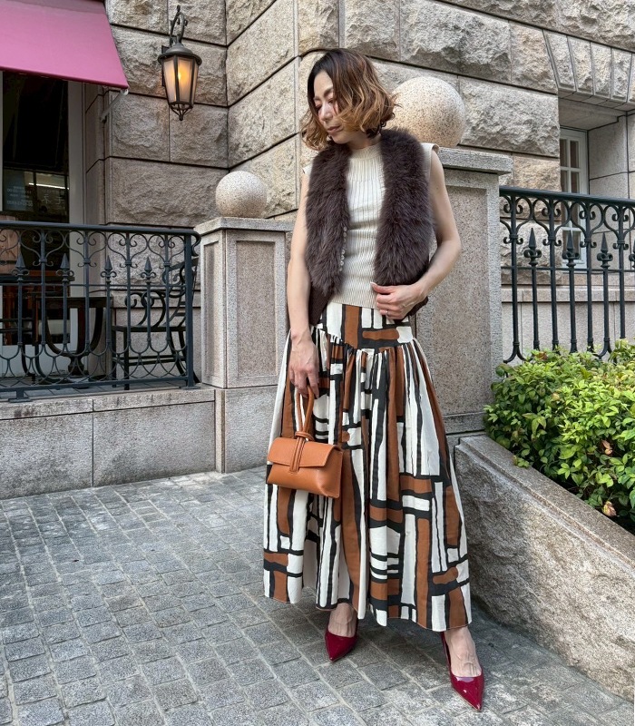 【GALENA】パール釦ショートファーベスト★☆70052-5101