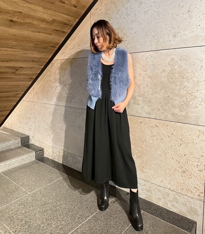 【GALENA】パール釦ショートファーベスト★☆70052-5101