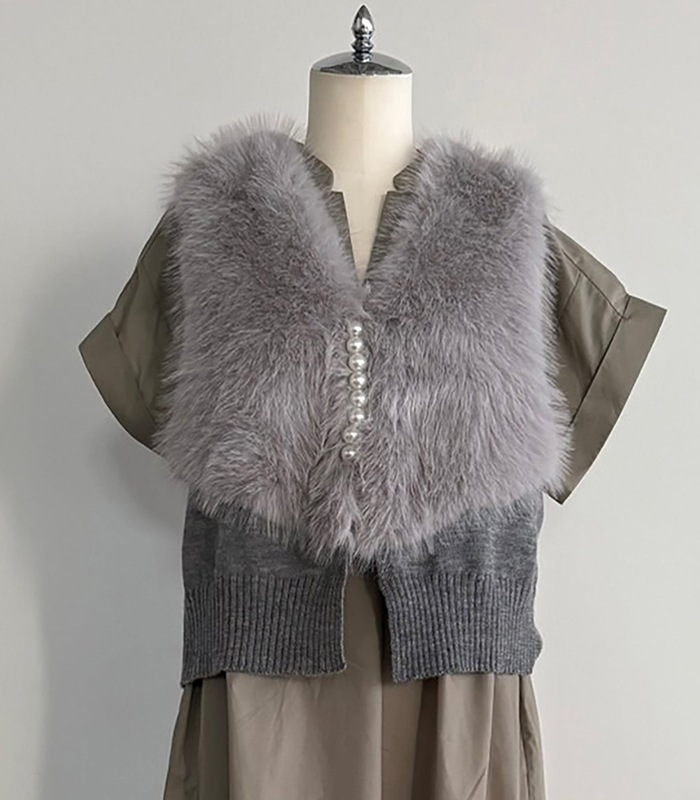 GALENA】パール釦ショートファーベスト70052-5101 | WEAR,アウター