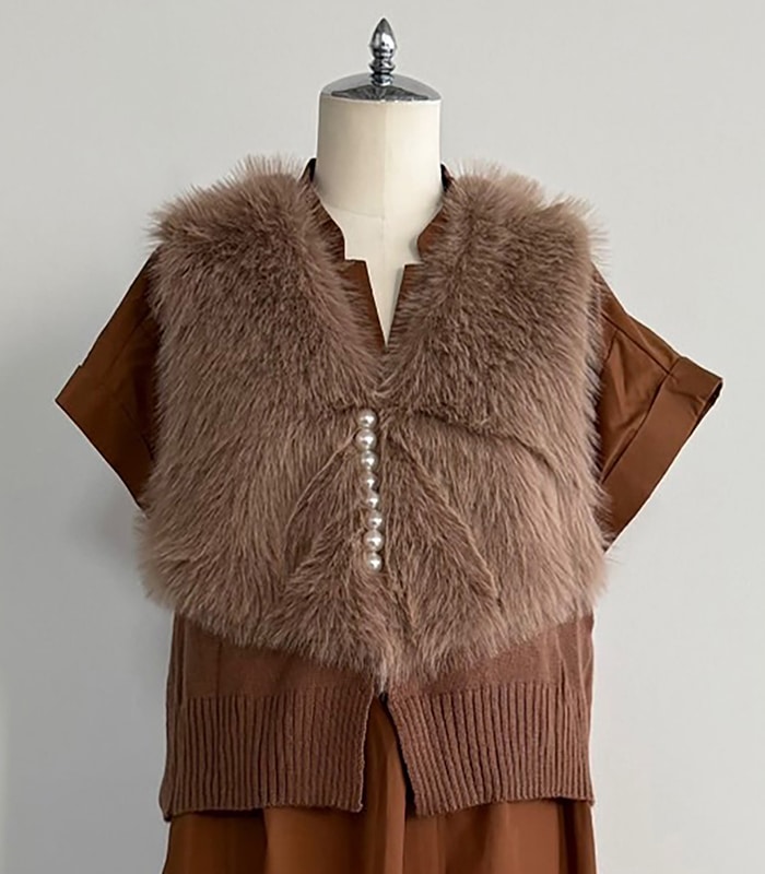 GALENA】パール釦ショートファーベスト70052-5101 | WEAR
