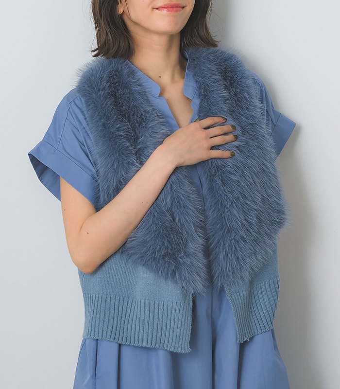 【GALENA】パール釦ショートファーベスト★☆70052-5101