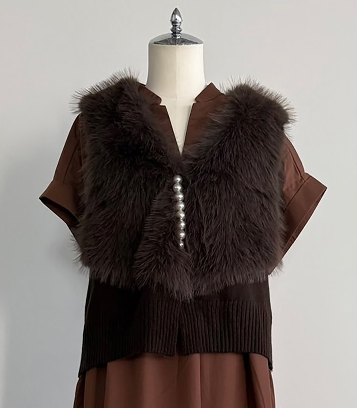 GALENA】パール釦ショートファーベスト70052-5101 | WEAR