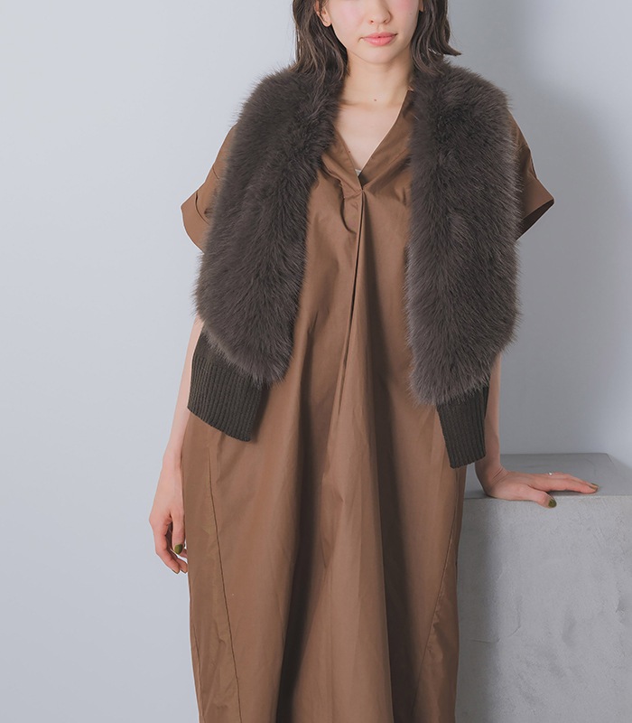 【GALENA】パール釦ショートファーベスト★☆70052-5101