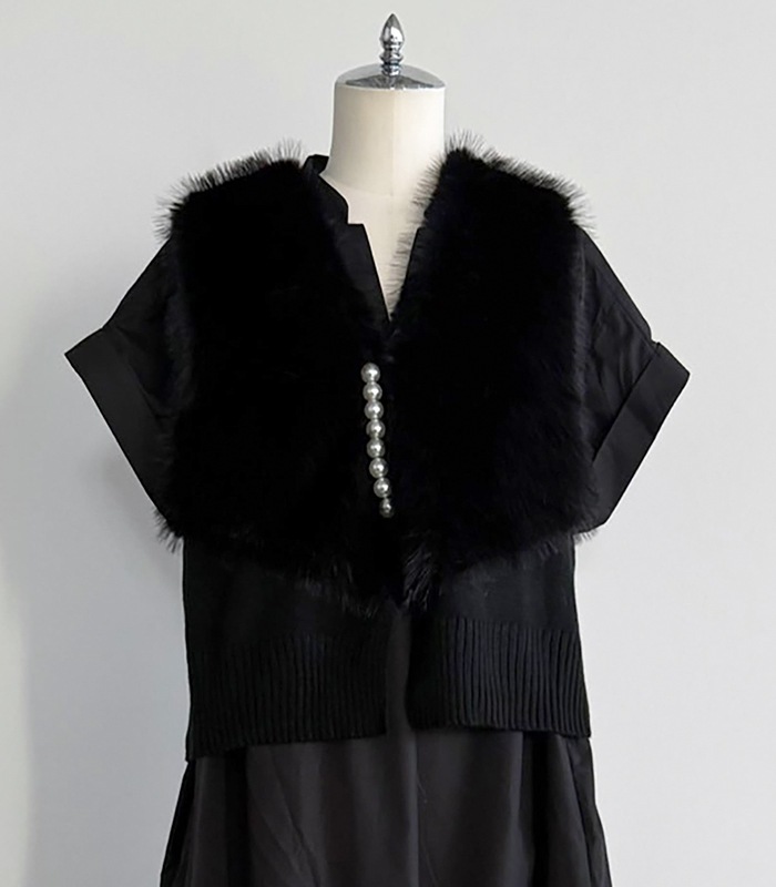 【GALENA】パール釦ショートファーベスト★☆70052-5101