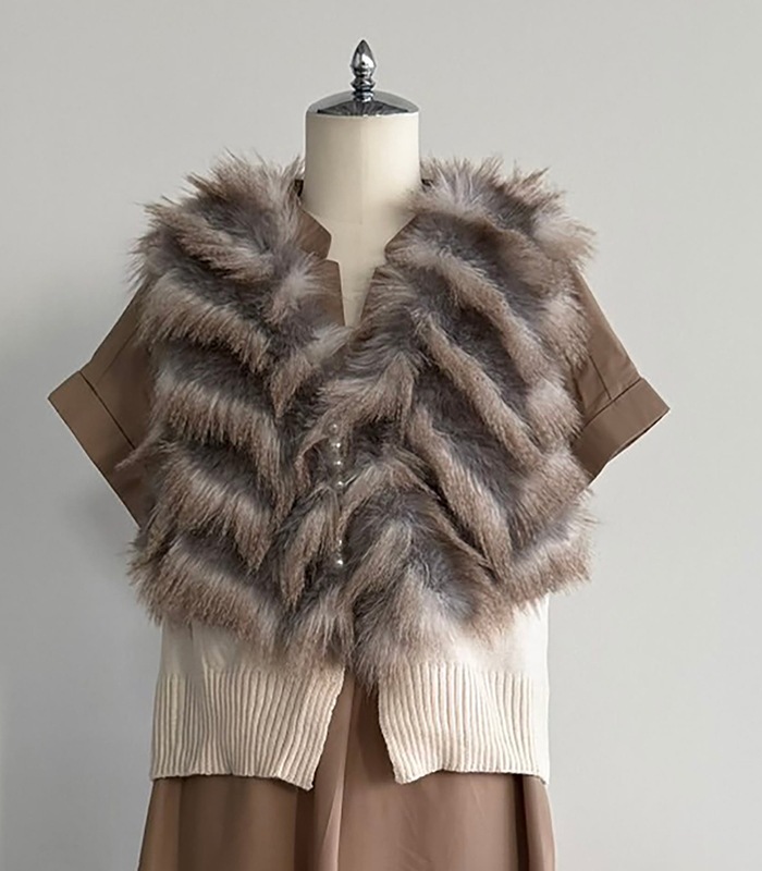 GALENA】パール釦ショートファーベスト70052-5101 | WEAR