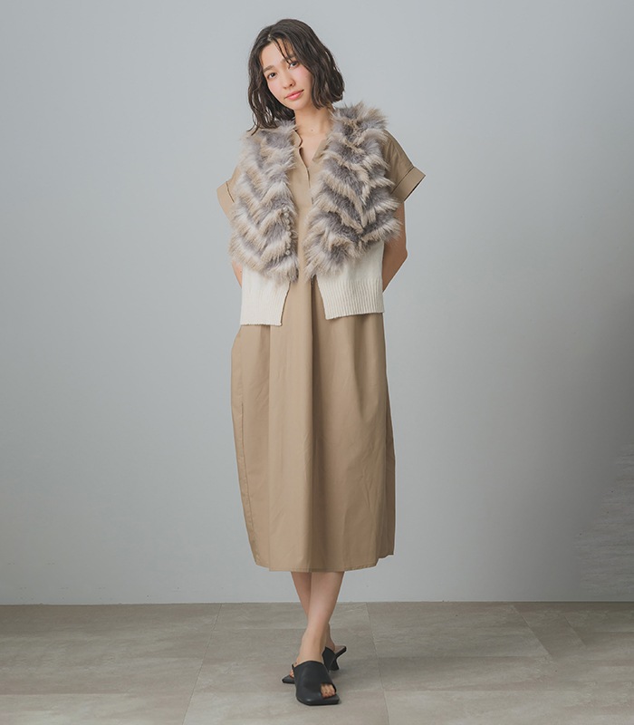 GALENA】パール釦ショートファーベスト70052-5101 | WEAR,アウター