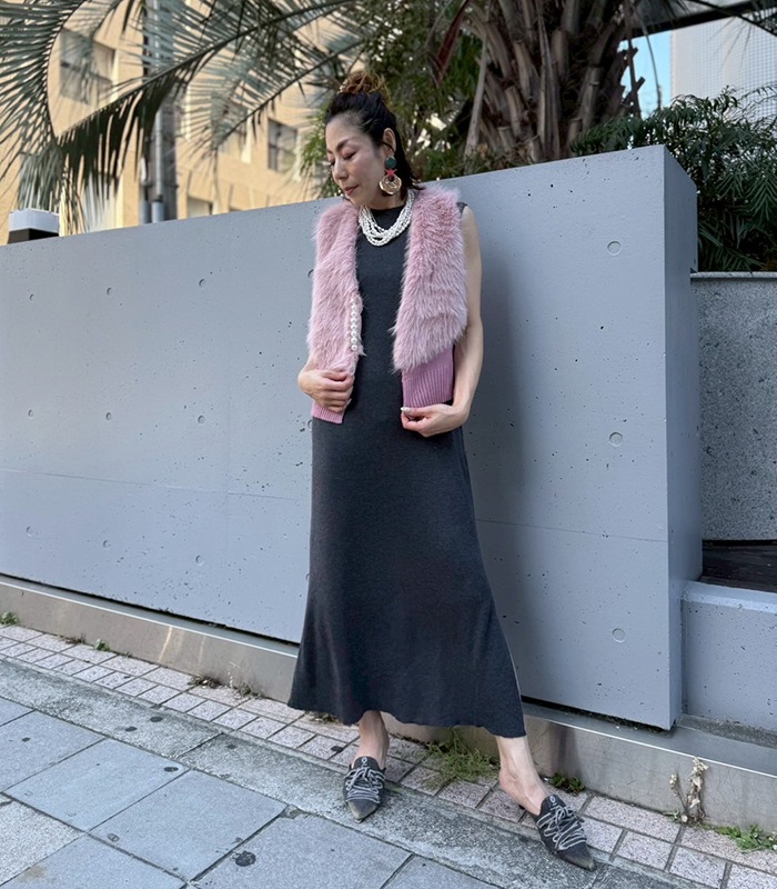 【GALENA】パール釦ショートファーベスト★☆70052-5101