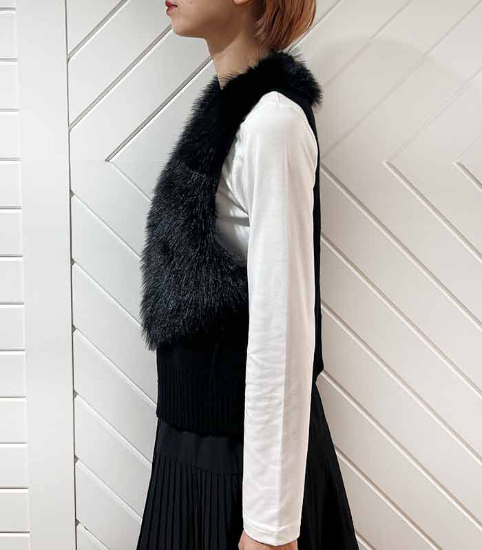 【GALENA】パール釦ショートファーベスト★☆70052-5101