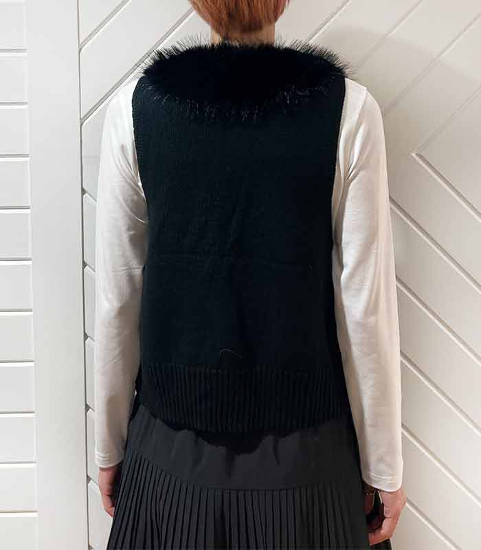 【GALENA】パール釦ショートファーベスト★☆70052-5101