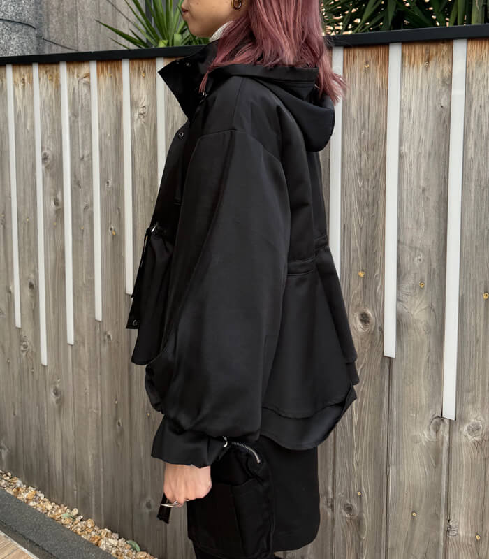 【TOLNERA】ドロストAラインフリルフレアー中綿フーディージャケット★T57160JS