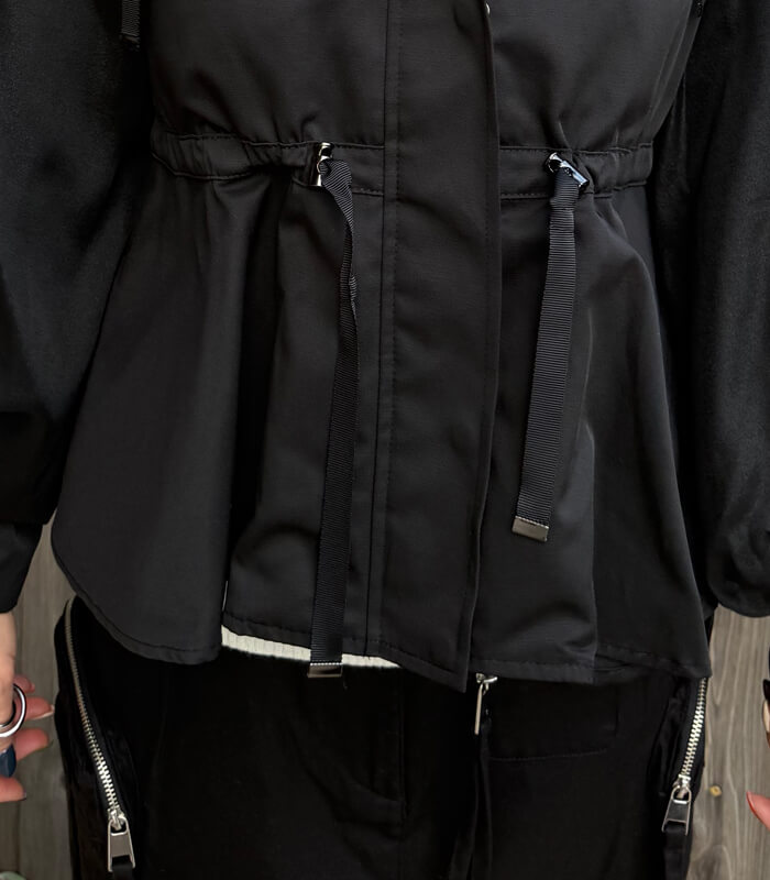 【TOLNERA】ドロストAラインフリルフレアー中綿フーディージャケット★T57160JS