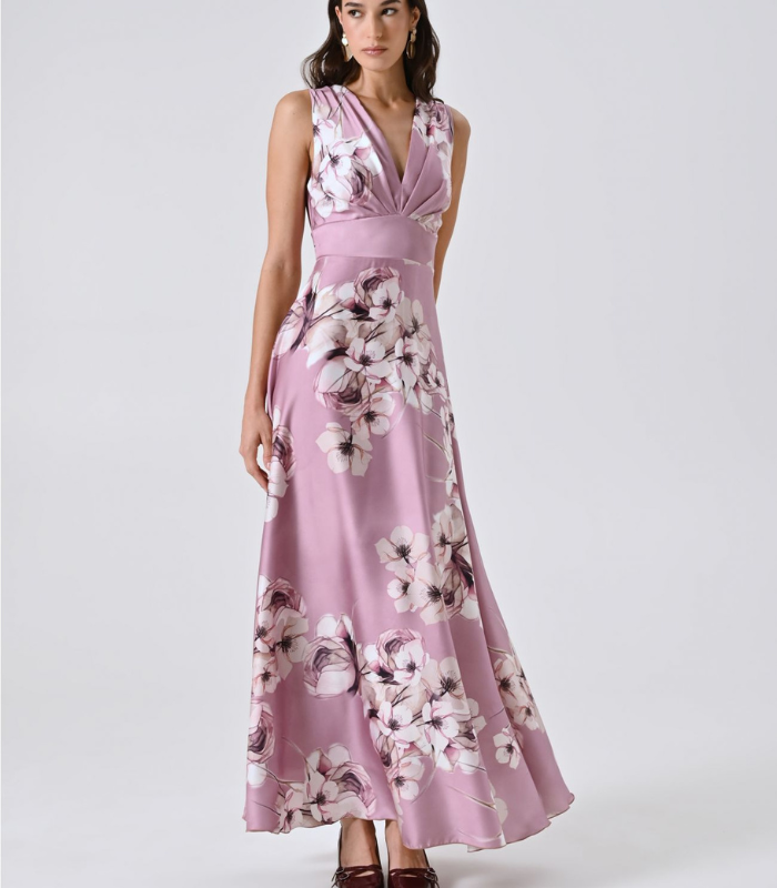 René ノースリーブワンピース♡ラベンダーカラー34⭐️極美品⭐️ RINASCIMENTO】フローラルノースリーブワンピース☆RIN124879