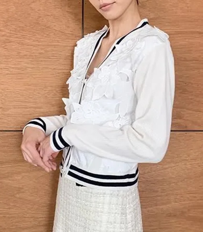 【Adonisis】フラワーモチーフレース&モールニットカーディガン★250313