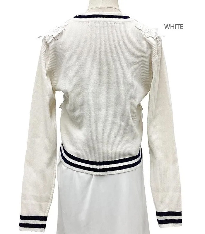 【Adonisis】フラワーモチーフレース&モールニットカーディガン★250313