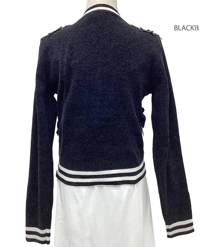 【Adonisis】フラワーモチーフレース&モールニットカーディガン★250313