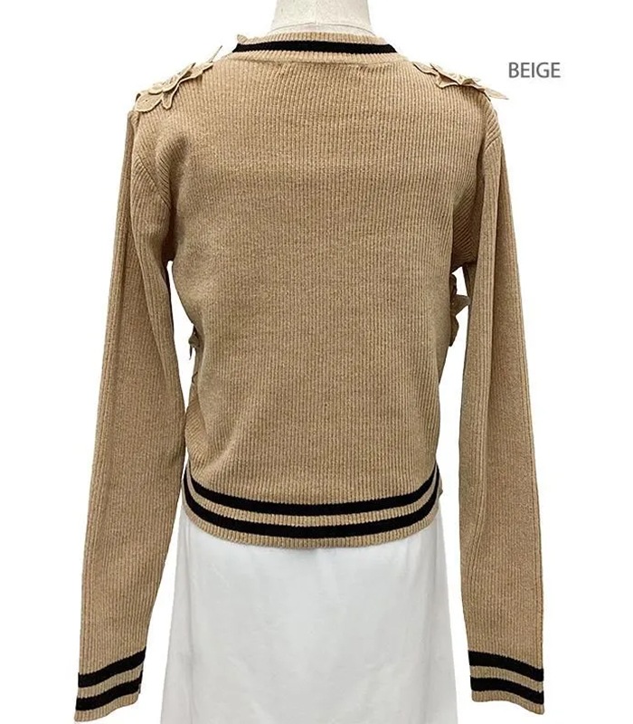 【Adonisis】フラワーモチーフレース&モールニットカーディガン★250313