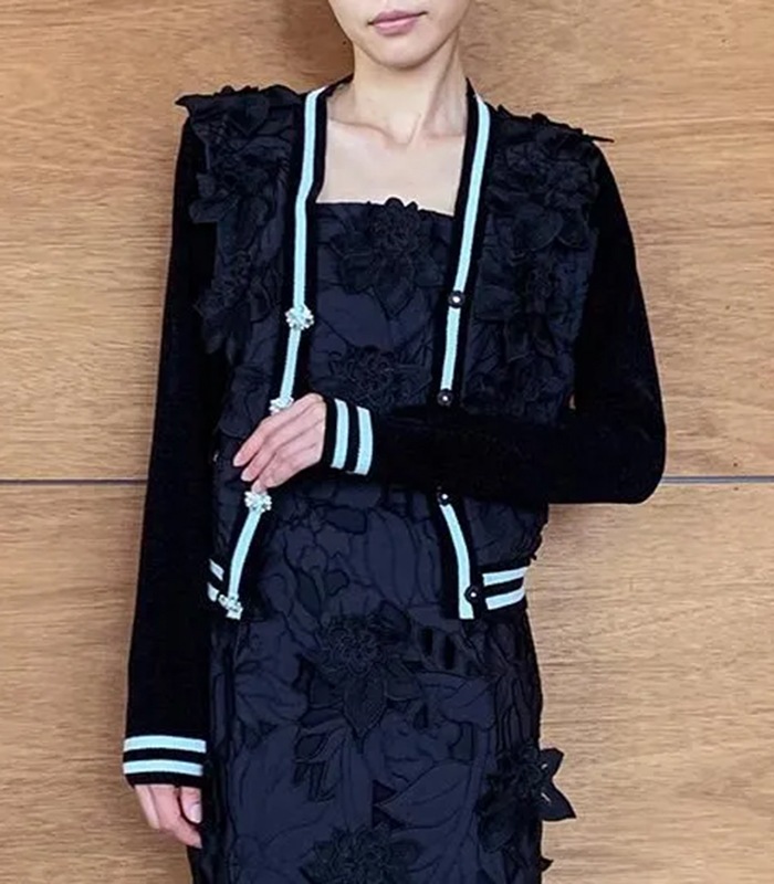 【Adonisis】フラワーモチーフレース&モールニットカーディガン★250313