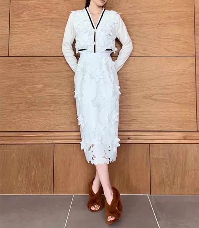 【Adonisis】フラワーモチーフレース&モールニットカーディガン★250313