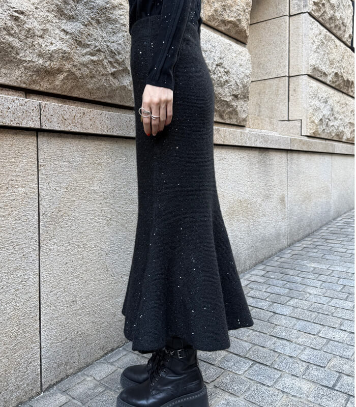 SALE】【Desert Rose】ラメスパンコールマーメイドニットスカート