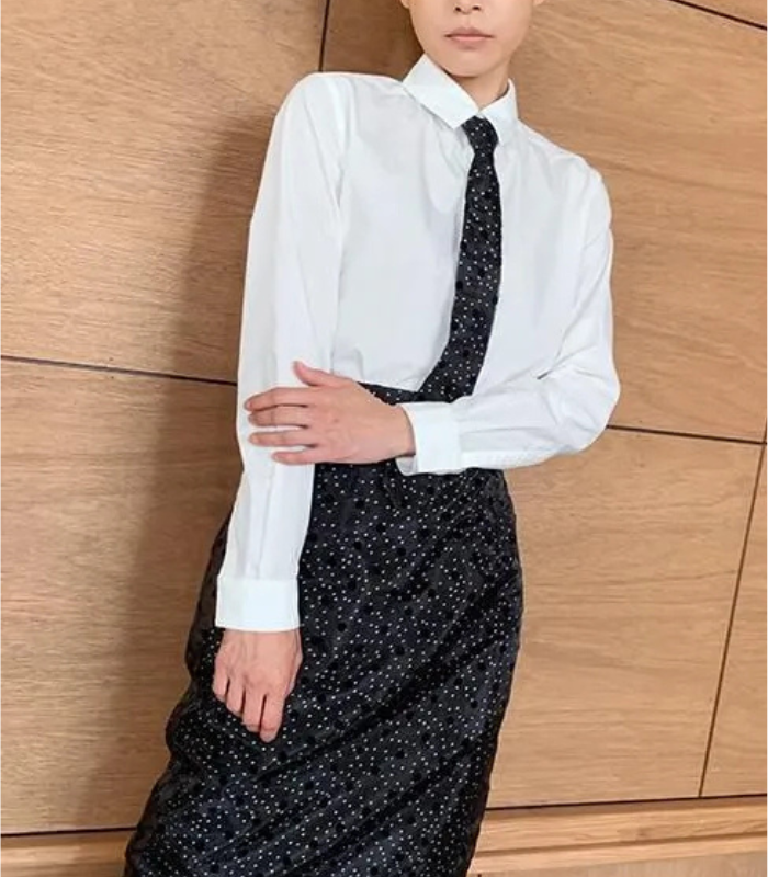 【Adonisis】DOTオーガンジーネクタイブラウス★250323