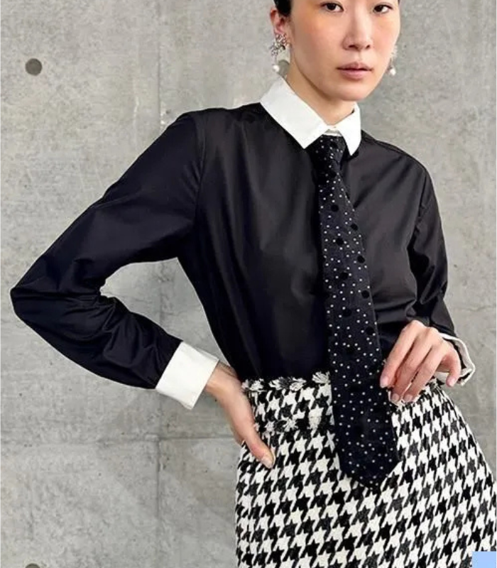 【Adonisis】DOTオーガンジーネクタイブラウス★250323