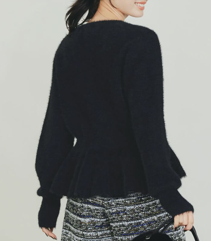 【PICCIN PERLA】ハートボタンペプラムシャギーカーディガン★☆907350