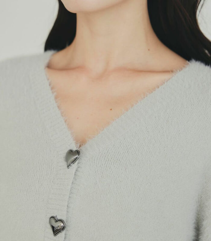 【PICCIN PERLA】ハートボタンペプラムシャギーカーディガン★☆907350