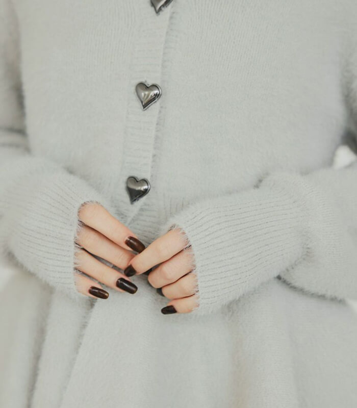 【PICCIN PERLA】ハートボタンペプラムシャギーカーディガン★☆907350