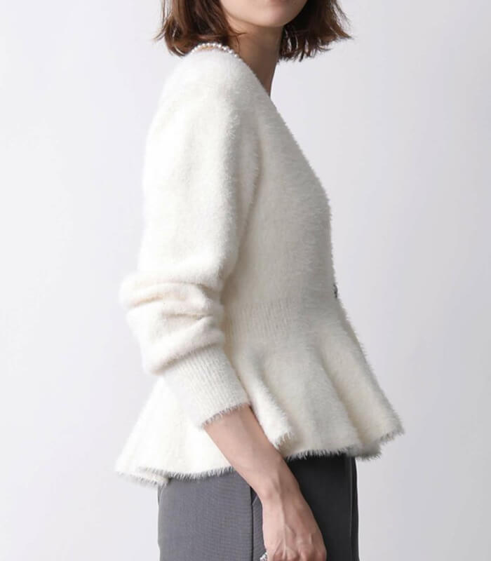 【PICCIN PERLA】ハートボタンペプラムシャギーカーディガン★☆907350