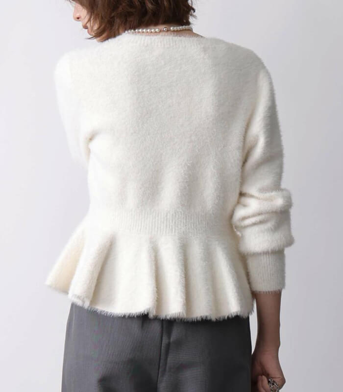 【PICCIN PERLA】ハートボタンペプラムシャギーカーディガン★☆907350