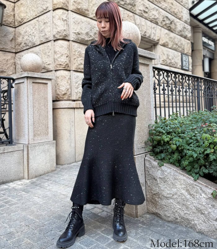 【SALE】【DESERT ROSE】ラメスパンコールニットフーディー▼☆BDJK-22