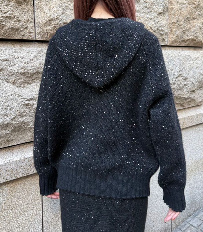 【SALE】【DESERT ROSE】ラメスパンコールニットフーディー▼☆BDJK-22