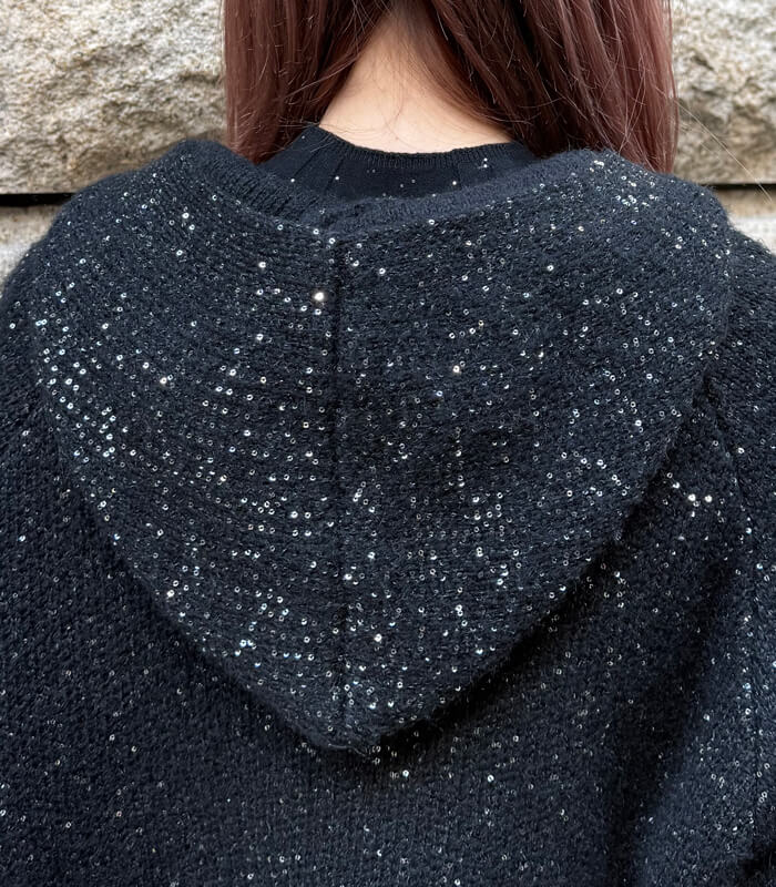 【SALE】【DESERT ROSE】ラメスパンコールニットフーディー▼☆BDJK-22